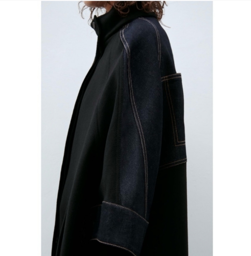 Zara Manteco wool blend and denim coat ❤️ - Picture 5 of 7